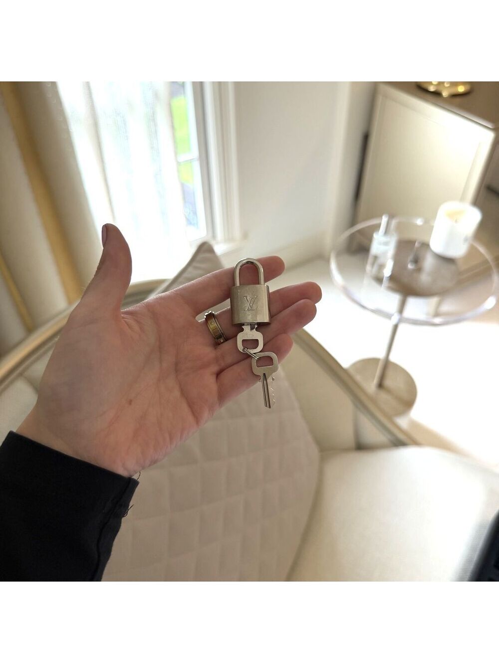Louis Vuitton Silver Padlock & Key Set